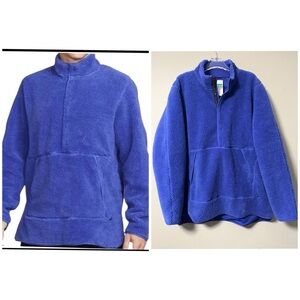 New Nike Yoga Mens Oversized Sherpa Blue Therma-fit Fleece Pullover Jacket Sz Xl